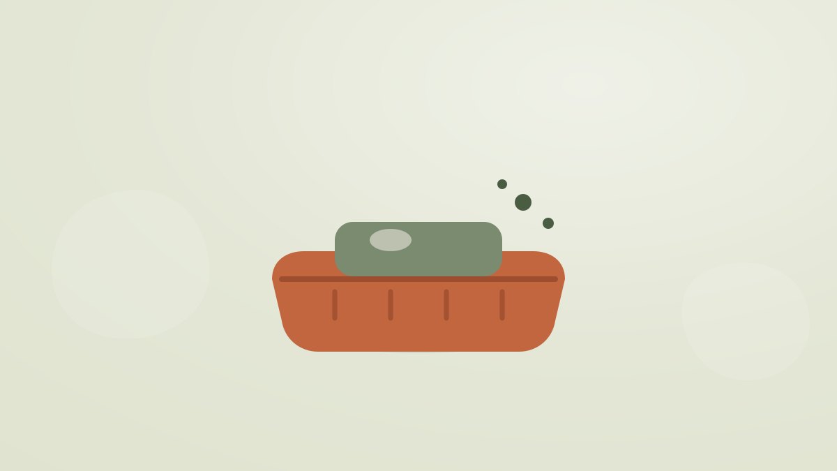 Illustration d'un porte-savon en argile avec un savon
